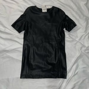 Zara Faux Leather Dress with Side Pockets - NEW